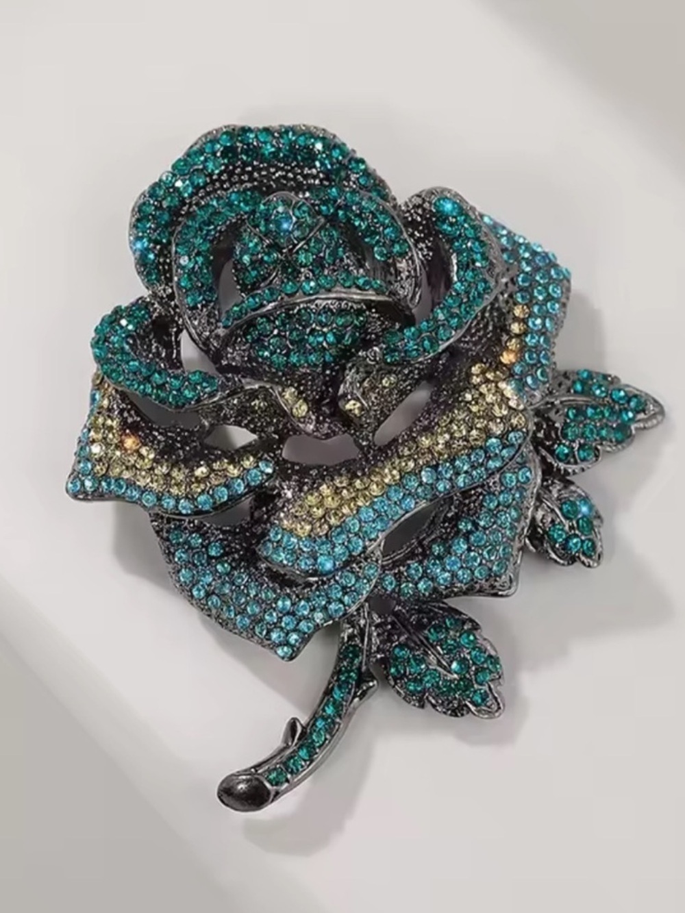 Blue Rose Crystal Brooch - Picture 2 of 2